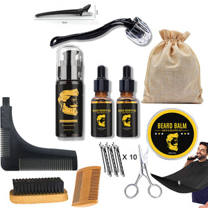 Kit de toilettage de barbe bio professionnel 15-en-1, système de soin de barbe de niveau barbier, rasoir <span class=keywords><strong>électrique</strong></span>, hydratant pour la croissance de la barbe - Product Image 1
