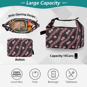 Sacs isothermes pliables à bandoulière Aloha en nylon durable, motif Puakenikeni rose Hawaï, à ouverture large, pour boîtes à lunch - Product Image 5