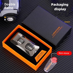 Kép ngọn lửa mềm & ngọn đuốc ngọn lửa 2 trong 1 xì gà kim loại nhẹ hơn với <span class=keywords><strong>LED</strong></span> có thể nhìn thấy cửa sổ khí - Product Image 6