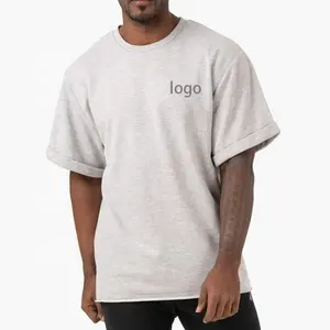 Qualità Premium logo personalizzato O collo tinta unita maniche piegate 100% cotone <span class=keywords><strong>t</strong></span>-<span class=keywords><strong>shirt</strong></span> da uomo - Product Image 1