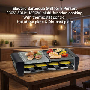 SEVERIN <span class=keywords><strong>Raclette</strong></span> Grill Plaque en Pierre Naturelle Amovible Antiadhésive Gril de Table pour <span class=keywords><strong>8</strong></span> <span class=keywords><strong>Personnes</strong></span> 1400W Acier Inoxydable/Noir - Product Image 4