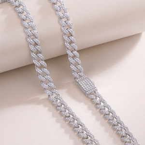 Collier cubain tendance européen et américain en argent sterling ZZR S925 avec moissanite, collier en or blanc 18 carats - Product Image 3