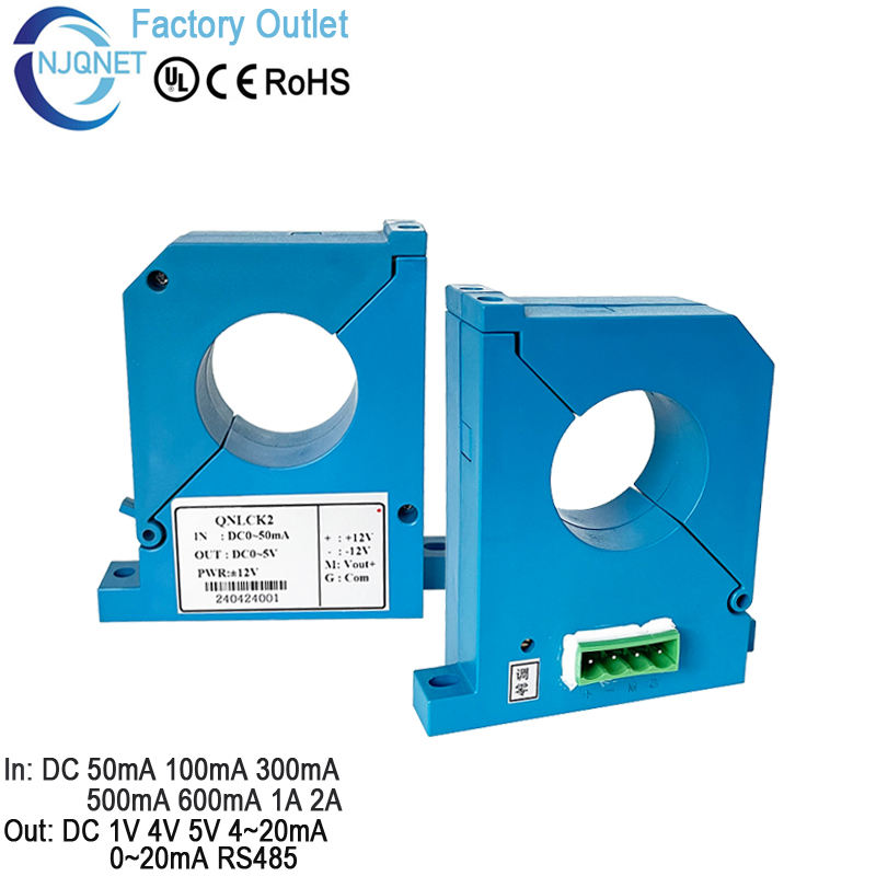 DC Leakage Current Sensor Hall Effect QNLCK2 100mA 300mA 500mA 1A 5V 4-20mA RS485 Clamp Ct Transformer Split Current Transducer