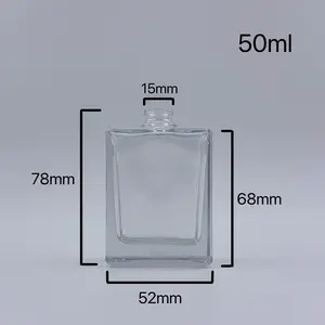 Botella de Perfume transparente de lujo de 50ml, botella vacía de Spray de Perfume, embalaje de vidrio