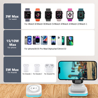 Chargeur magnétique sans fil pour iPhone Station de charge pliable 5 en 1 pour plusieurs appareils Chargeur de voyage avec lumière LED