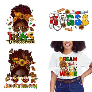 1865 Juneteenth Flower African American Messy Woman Designs DIY Dream But Stay Woke DTF Transfer Stickers para camisetas Bolsas - Product Image 1