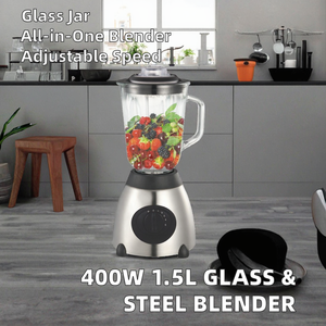 <span class=keywords><strong>Frullatore</strong></span> Elettrico a Velocità Variabile da 400W <span class=keywords><strong>con</strong></span> Caraffa in Vetro da 1,5L e Corpo in Acciaio Inox, Controlli a Pulsante per Uso Domestico - Product Image 4