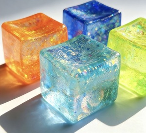 Puzzle en cube de maltose scintillant Aurora transfrontalier, bloc de glace TPR de décompression, jouet à pétrir musical en maltose - Product Image 3
