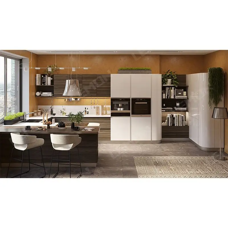 Kast Wit Modern Flat Pack Duurzame Hedendaagse Lak Kichen Deur Ontwerp Cocina Unit Custom Luxe Keukenkast