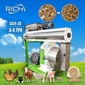 Richi Xuất Khẩu thương mại 3-4 t/h động vật dê gia súc bò Gia cầm Gà chế biến thức ăn máy móc cho sữa gia cầm lợn thực phẩm PELLET - Product Image 1