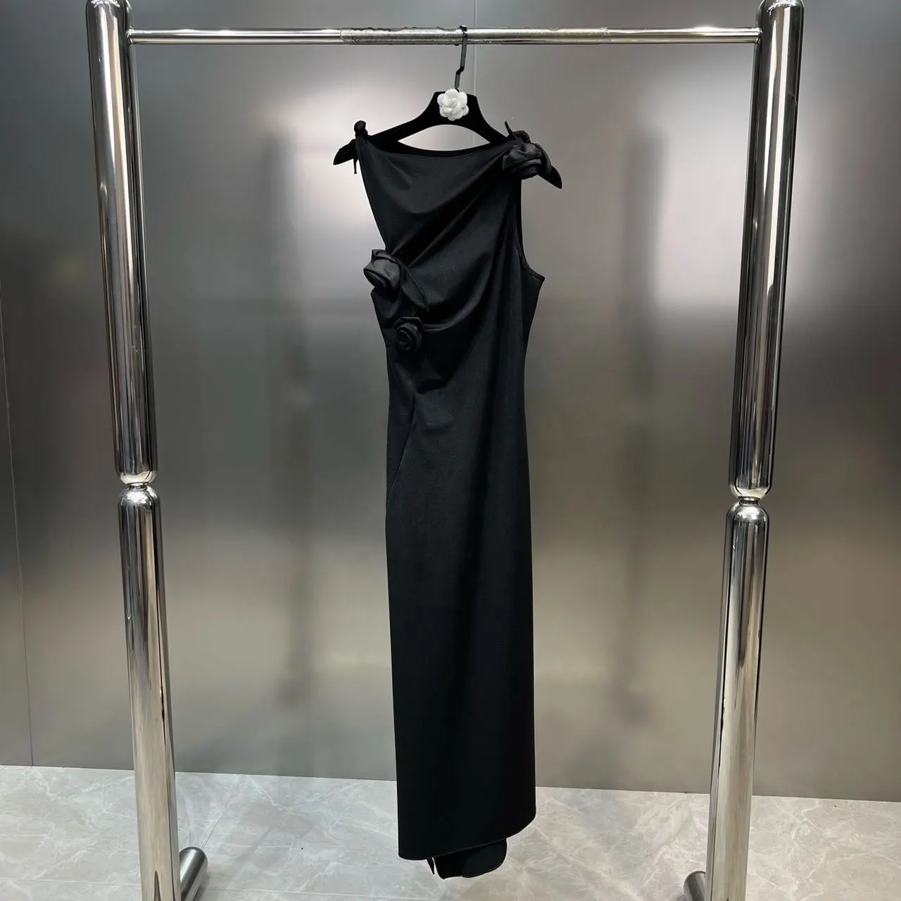 OUDINA Street – robe noire en dentelle, col rond, Sexy, sans manches, élégante, décontractée, pour femmes