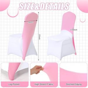 Factory Direct Pink Spandex Elastic Stretch <b>Chair</b> Covers for Wedding Banquet Party Events Custom Design Half Back <b>Chair</b> Cover - Product Image 3