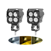 Lampe avant de moto 40W LED bicolore Lampe de travail antibrouillard à 4 lentilles avec faisceau blanc jaune pour scooter ATV E-Bike Offroad Bike