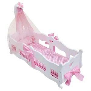 Wholesale sales pretend to play every family toys wooden bed doll bed dog bed beautiful comfortable suitable for girls