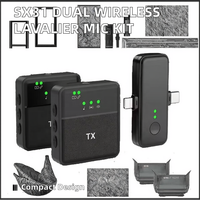 Kit de microphone sans fil professionnel double micro-cravate SX31 avec connecteur Type C pour téléphone, vidéo en direct et enregistrement de vlog 3-en-1