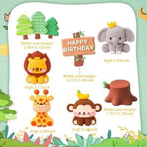 Décoration de gâteau sur le thème des animaux Décoration de gâteau Girafe Eléphant Lion Tigre Décoration de fête d'anniversaire Animaux de la <span class=keywords><strong>jungle</strong></span> - Product Image 2
