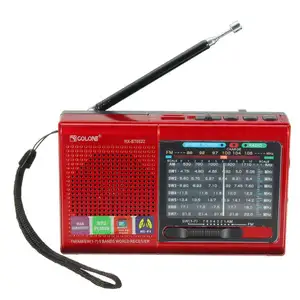 2024 Portable Small Gold Am Fm Sw1-7 9 Bands World Receiver Mp3 Player Usb Radio For Camping And Outdoor Rx-6622 Golon Rx-6622B
