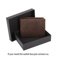 Set Dompet Kulit Asli Pria Crazy Horse dengan Logo Kustom Gratis, Anti RFID, Kulit Full Grain, Dilengkapi Jendela ID