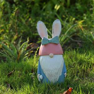 Figura Decorativa de Gnomo con Orejas de Conejo de Pascua, de Resina, con Lazo y Cesta, para Decoración de Mesa, Hogar y Jardín - Product Image 5
