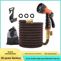F153 Orange 8-Function High-Pressure Car Wash Expandable Water Magic Hose Pipe - Mangueira De Agua Jardim Expansivel Magica