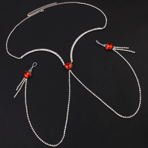 Rave Red Heart Nipple Chain Lencería No <span class=keywords><strong>Piercing</strong></span> Jewelry Sexy Top Simple Rhinestone Chest Chain Bra Bikini Body Chain para mujeres - Product Image 4