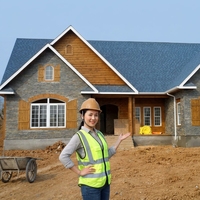 Maison préfabriquée moderne en bois à 2 chambres avec façade en pierre et structure en bois SPF, cabane modulaire pour construction résidentielle