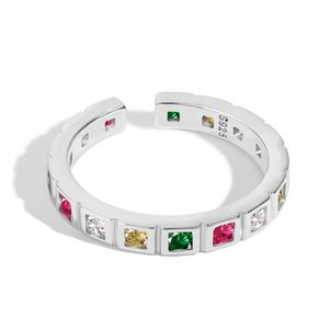 Anillo Dylam de Plata de Ley 925 Chapado en Rodio, Anillo Arcoíris Multicolor con Circonita Cúbica 5A para Mujer - Product Image 1