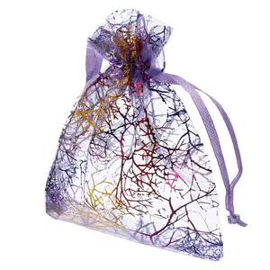 13*18 cm mercan organze çanta takı ambalaj hediye şeker düğün parti ambalaj iyilik torbalar İpli çanta tatlılar torbalar