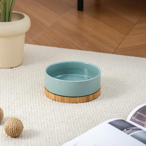 Bol en céramique pour animaux de compagnie Doe Pet, vente flash, logo personnalisé, bol pour chien et <span class=keywords><strong>chat</strong></span>, bol en céramique surélevé pour chien avec support en bambou - Product Image 3
