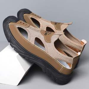 Zuecos de malla transpirable para hombre, deportivos, casuales y versátiles, con diseño plano de EVA suave, para exteriores, viajes, playa, sin cordones, estilo madera. - Product Image 3