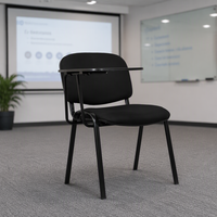 Chaise de conférence commerciale de style moderne en tissu tissé avec tablette d'écriture, structure métallique empilable pour l'école et le bureau à domicile