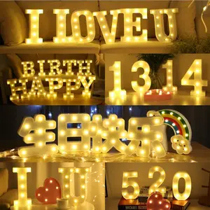 Индивидуальный алфавит, арабские цифры, огни, 3D светодиодные буквы, знак, ночник, открытый для бара, отеля, свадьбы, праздника, украшение