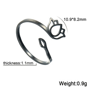 HP Hollow <span class=keywords><strong>Lotus</strong></span> Flower Anillos de joyería chapados en oro de 18K Anillos de acero inoxidable 304 Anillo de diseño personalizado a prueba de agua - Product Image 6