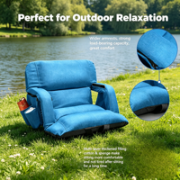 Fauteuil de jardin Oxford pliable et portable avec coussin et dossier pour pique-niques et camping sur l'herbe
