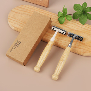 <span class=keywords><strong>Rasoir</strong></span> jetable à lame en acier inoxydable avec manche en bambou et tête pivotante <span class=keywords><strong>pour</strong></span> le rasage de sécurité des hommes - Product Image 1