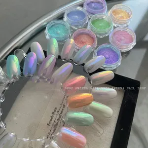6 pots de poudre à ongles effet miroir sirène, pigment brillant Macaron Aurora, paillettes pour ongles, gel UV, décoration de manucure D$5 - Product Image 5
