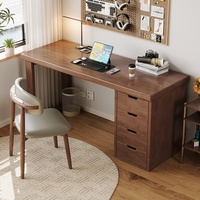 Bureau deux places en bois massif Monovel avec étagère, table d'étude moderne pour ordinateur, pour chambre et bureau