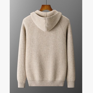 Felpa in Lana Merino 100% per <span class=keywords><strong>Uomo</strong></span> con Logo Personalizzato OEM ODM, Design Foderato, Tinta Unita, Invernale, <span class=keywords><strong>Taglie</strong></span> Grandi, <span class=keywords><strong>Felpe</strong></span> con Cappuccio Lavorate a Maglia - Product Image 3