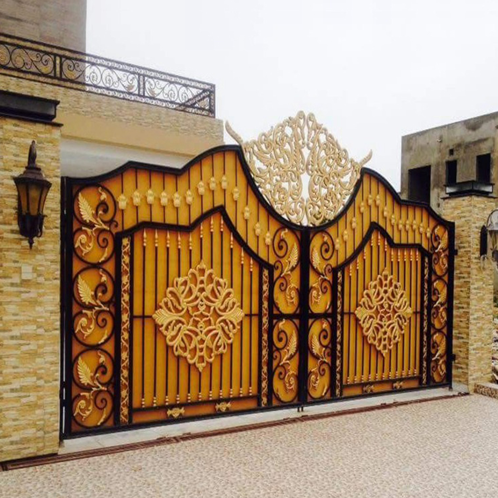 Новые золотые высококачественные алюминиевые ворота, использованные квадратные модели труб, металлические изображения двора, железные основные ворота, дизайн двери