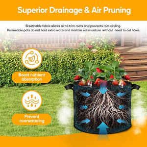 Heavy Duty 15 galloni semplici Deluxe Grow Bags 12 Pack ispessito tessuto non tessuto di aerazione con manici Deluxe fioriere vasi - Product Image 3