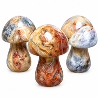 Figurine en Agate Crazy Lace Naturelle en forme de Champignon de 3,5 cm, Sculpture en Cristal, Décoration d'Intérieur, Cadeau de Collection