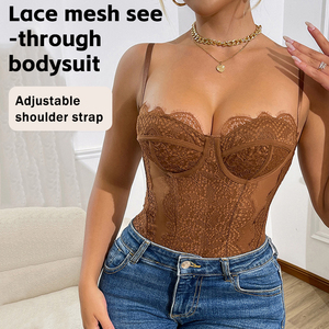 Body Sexy con Inserti in Pizzo FancyShape, Vestibilità Aderente, Traspirante, Spalline Sottili, Nuova Collezione Top da Donna - Product Image 3