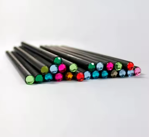 Bois noir personnalisé de 7 pouces # Lot de 2 crayons HB couleurs assorties Diamant/Cristal – Promotion pour filles et femmes – Crayons standard estampillés - Product Image 3