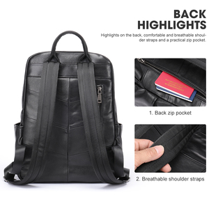 Sac à dos pour ordinateur portable <span class=keywords><strong>Marant</strong></span> Casual grande capacité pour hommes, sac à dos noir en cuir véritable pour hommes - Product Image 6