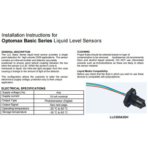 Capteur de niveau de liquide Optomax Basic Series LLC200A3SH, interrupteur photoélectrique pour applications OEM - Product Image 1