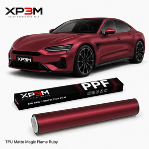 ฟิล์มหุ้มรถยนต์ XP3M Matte Magic Flame Ruby Matte Satin TPU สีแดงด้าน 7.5 มิล ฟิล์มไวนิลสีแดงด้าน ซ่อมแซมตัวเองได้ ป้องกันรอยขีดข่วน - Product Image 1