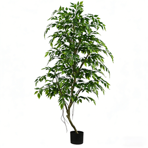 Arbre Banyan Artificiel à Feuilles Courbes en Plastique Résistant aux UV Décoration Intérieure Style Moderne Hauteur Personnalisée - Product Image 1