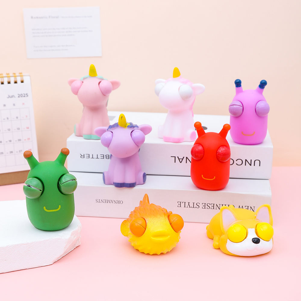 Creative Funny Cute Little Monster Dinosaur Big Eyes Squeeze Toy Popping Sensory Fidget Toy Pop Eyes Out Squeeze Toy