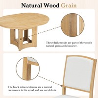 Table à manger extensible en bois moderne 5 pièces avec 4 chaises rembourrées, plateau amovible de 16 pouces, petits espaces
