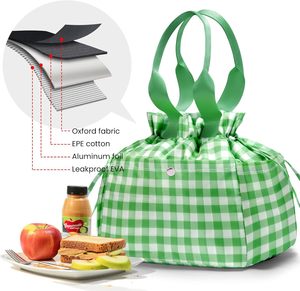 Sac à déjeuner personnalisé couleur bonbon, sac isotherme portable, sac à déjeuner isotherme réutilisable de haute qualité avec cordon de serrage - Product Image 6